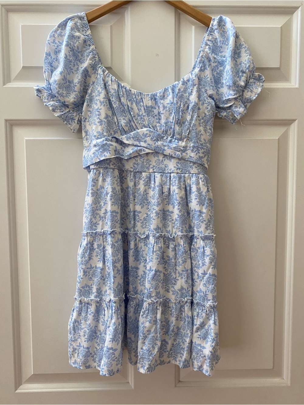 Trixxi Dress Blue & White Floral Summer Wedding Guest Garden Party Sundress Med